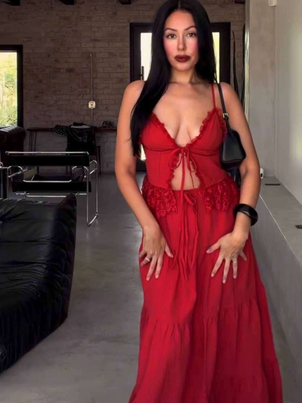 Red top and max skirt set